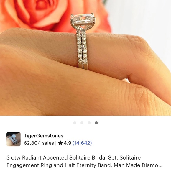 NEW Tiger Gems 3ctw Radient Cut Solitaire Engagement Ring - Picture 2 of 10